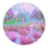 Impressionistischer Abstrakter Garten in Rosa und Keramikknauf (Vorderseite)