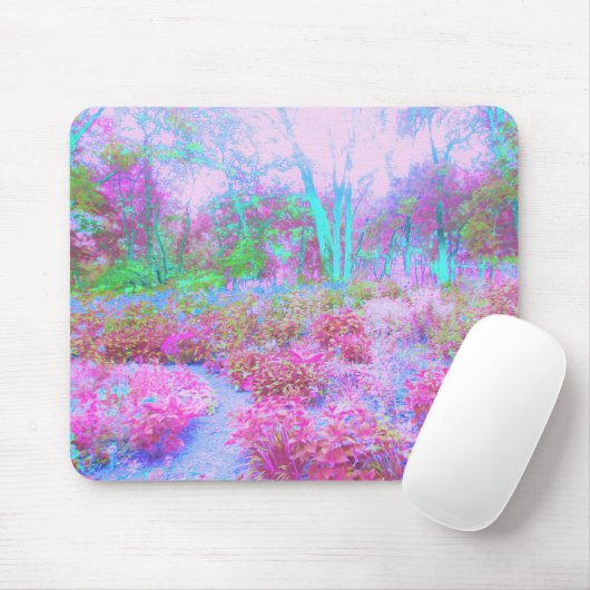 Impressionistischer Abstrakter Garten in Rosa und Mousepad (Mit Mouse)