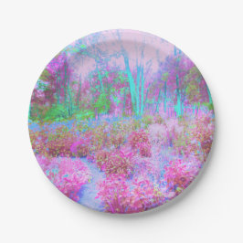 Impressionistischer Abstrakter Garten in Rosa und  Pappteller