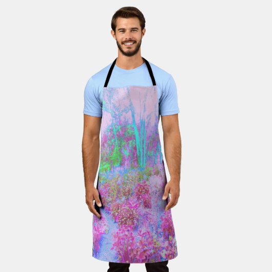 Impressionistischer Abstrakter Garten in Rosa und Schürze (Getragen)