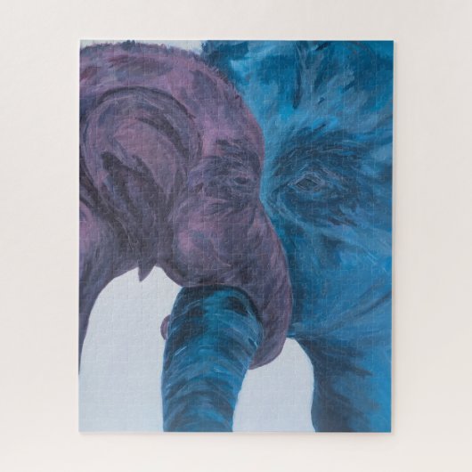 Impressionistischer Blau-Purple-Elefanten-Puzzle Puzzle (Vertikal)