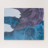 Impressionistischer Blau-Purple-Elefanten-Puzzle Puzzle (Horizontal)