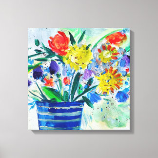 Impressionistischer Blumen-Vase Leinwanddruck