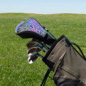 Impressionistischer Chartreuse und Aqua Garden Blu Golf Headcover (In SItu)