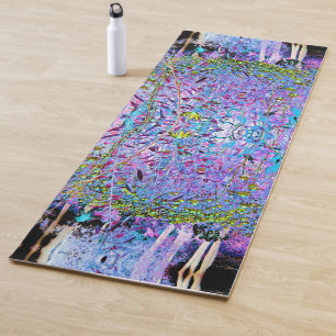 Impressionistischer Chartreuse und Aqua Garden Blu Yogamatte