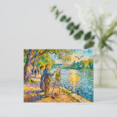 Impressionistischer Flußufer-Maler Szene mit Park Postkarte (Stehend Vorderseite)