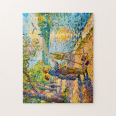 Impressionistischer Flußufer-Maler Szene mit Park Puzzle (Vertikal)