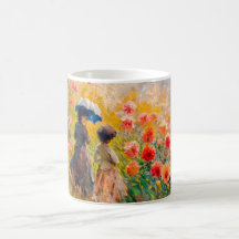 Impressionistischer Garten Art Mug Dahlien Gartenw