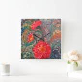 Impressionistischer Garten Quadratische Wanduhr (Zuhause)