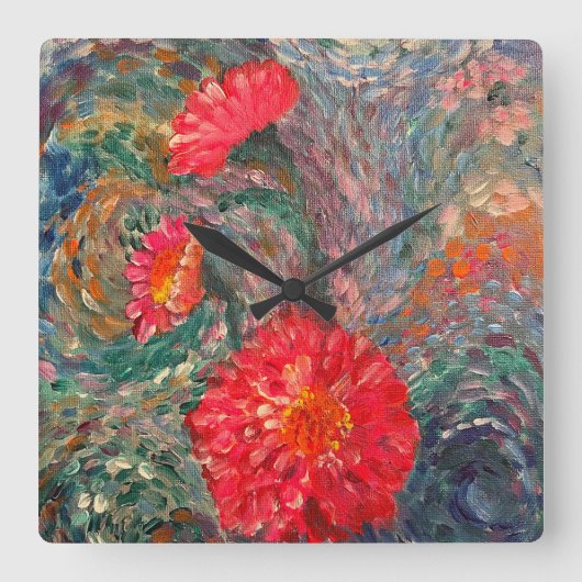 Impressionistischer Garten Quadratische Wanduhr (Vorderseite)