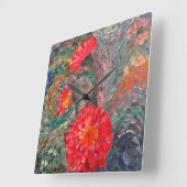 Impressionistischer Garten Quadratische Wanduhr (Winkel)