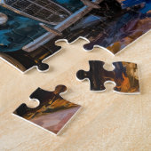 Impressionistischer Herbst Stadt Abend mit Vintage Puzzle (Seite)