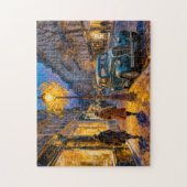 Impressionistischer Herbst Stadt Abend mit Vintage Puzzle (Vertikal)