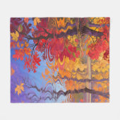 Impressionistischer Herbstreflexionsteich Fleecedecke (Vorderseite (Horizontal))