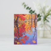 Impressionistischer Herbstreflexionsteich Postkarte (Stehend Vorderseite)