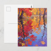 Impressionistischer Herbstreflexionsteich Postkarte (Vorne/Hinten)