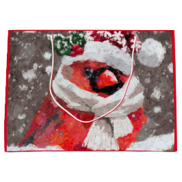 Impressionistischer Kardinal Bird Scarf & Hat in S Große Geschenktüte