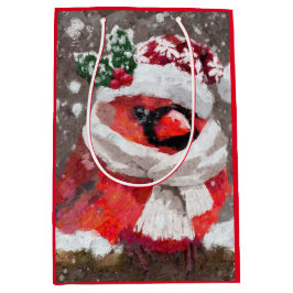 Impressionistischer Kardinal Bird Scarf & Hat in S Mittlere Geschenktüte