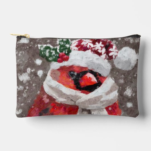 Impressionistischer Kardinal Bird Scarf & Hat in S Zubehörtasche (Vorderseite)