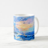 Impressionistischer Leuchtturm am Meer – Küstenkun Kaffeetasse (VorderseiteRechts)