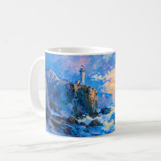 Impressionistischer Leuchtturm am Meer – Küstenkun Kaffeetasse