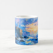 Impressionistischer Leuchtturm am Meer – Küstenkun Kaffeetasse (Mittel)