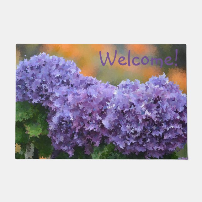 Impressionistischer lila Hydrangea Fußmatte (Vorderseite)