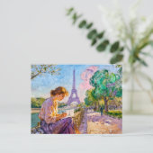 Impressionistischer Paris-Ufer-Blick Postkartensch Postkarte (Stehend Vorderseite)