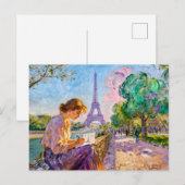 Impressionistischer Paris-Ufer-Blick Postkartensch Postkarte (Vorne/Hinten)