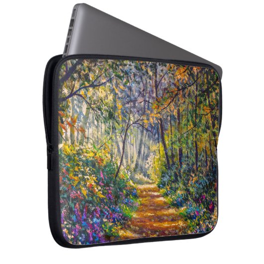 Impressionistischer Pfad: Sonnenwald Laptopschutzhülle (Vorne Rechts)