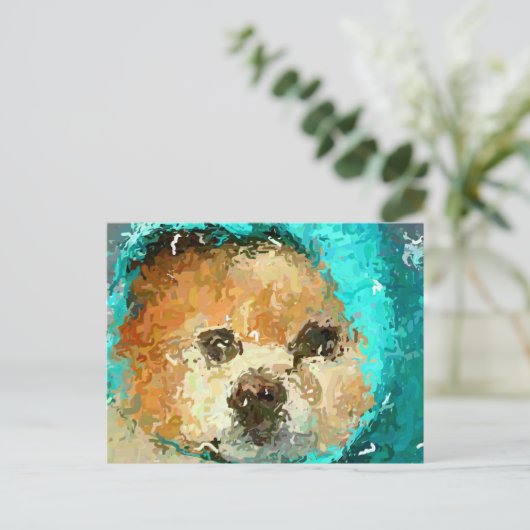 Impressionistischer Pom Regenmantel Postkarte (Stehend Vorderseite)