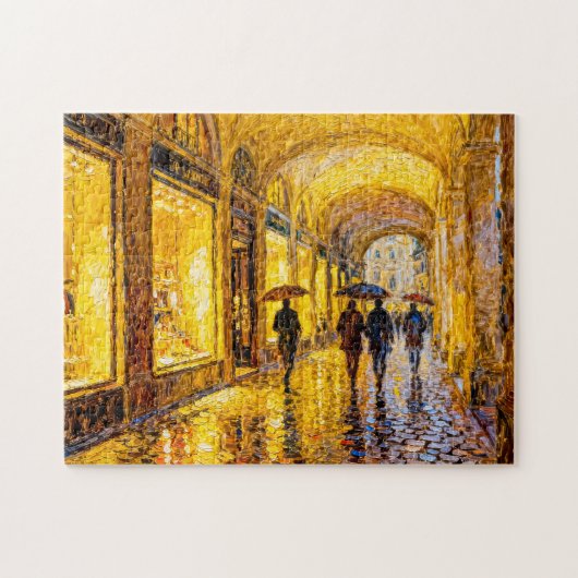 Impressionistischer regnerischer Stadtabend mit we Puzzle (Horizontal)