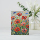 Impressionistischer roter Mohnfeld Postkarte (Stehend Vorderseite)