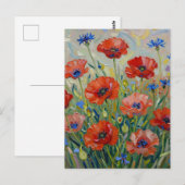 Impressionistischer roter Mohnfeld Postkarte (Vorne/Hinten)