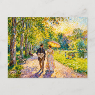 Impressionistischer Sommerparkspaziergang um 1900 Postkarte