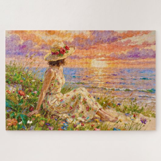 Impressionistischer Sonnenuntergang an der Küste | Puzzle (Horizontal)