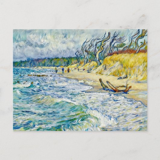 Impressionistischer stürmischer Ostsee am Weststra Postkarte (Vorderseite)