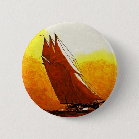 Impressionistischer Vintage-Rennjacht-Button Button (Vorderseite)