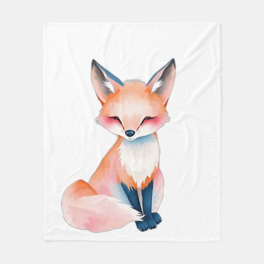 Impressionistischer Wasserfarbenfox mit Pilzen Fleecedecke (Vorderseite)