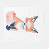 Impressionistischer Wasserfarbenfox mit Pilzen Fleecedecke (Vorderseite (Horizontal))