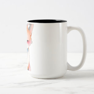 Impressionistischer Wasserfarbenfox mit Pilzen Zweifarbige Tasse