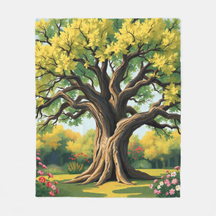 Impressionistisches Altes Eichenbaum Kunst Fleecedecke
