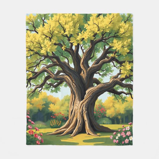 Impressionistisches Altes Eichenbaum Kunst Fleecedecke (Vorderseite)