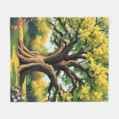 Impressionistisches Altes Eichenbaum Kunst Fleecedecke (Vorderseite (Horizontal))
