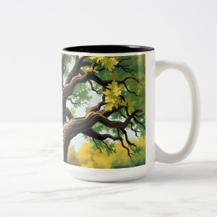 Impressionistisches Altes Eichenbaum Kunst Zweifarbige Tasse