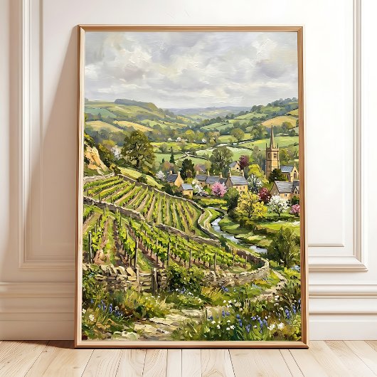 Impressionistisches Dorf-Landschaftswandbild Poster