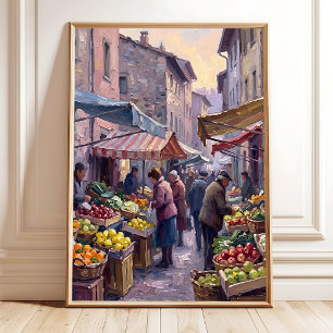 Impressionistisches Dorf-Wandkunst-Canvas-Druck be Poster
