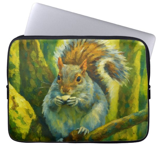 Impressionistisches Eichhörnchen in Forest Foliage Laptopschutzhülle (Vorderseite)