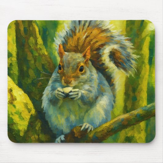 Impressionistisches Eichhörnchen in Forest Foliage Mousepad (Vorne)