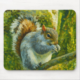 Impressionistisches Eichhörnchen in Forest Foliage Mousepad